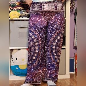 Women’s Purple Patterned Wide-Leg Trousers